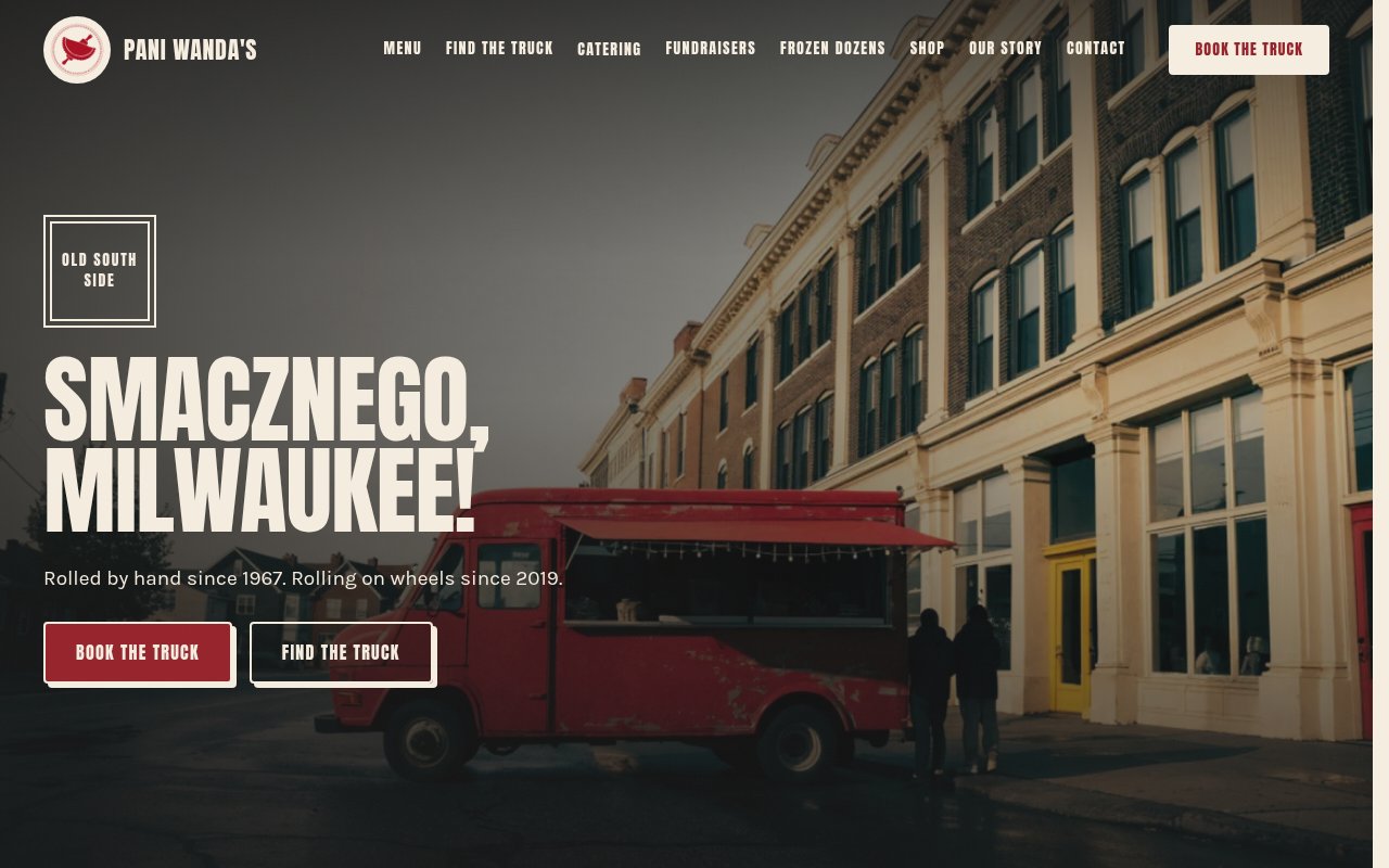 Food Trucks website example — Pani Wanda's Pierogi