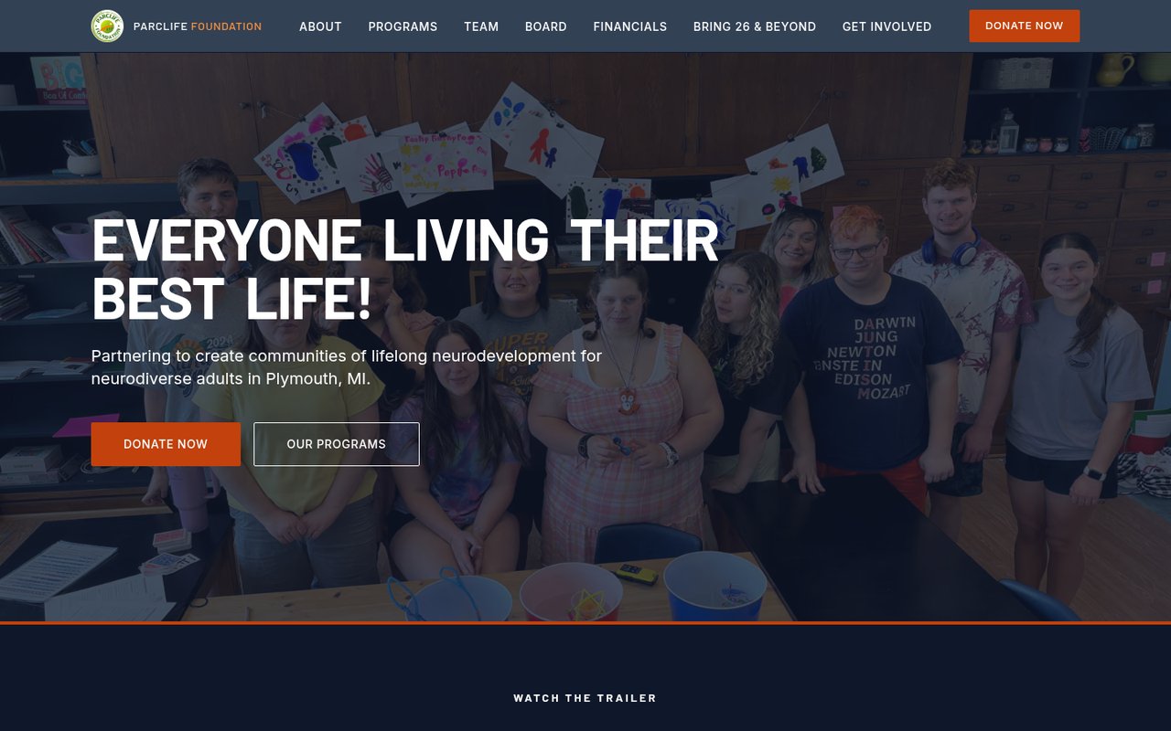 Non-Profits & Foundations website example — PARClife Foundation — Parclife Clean