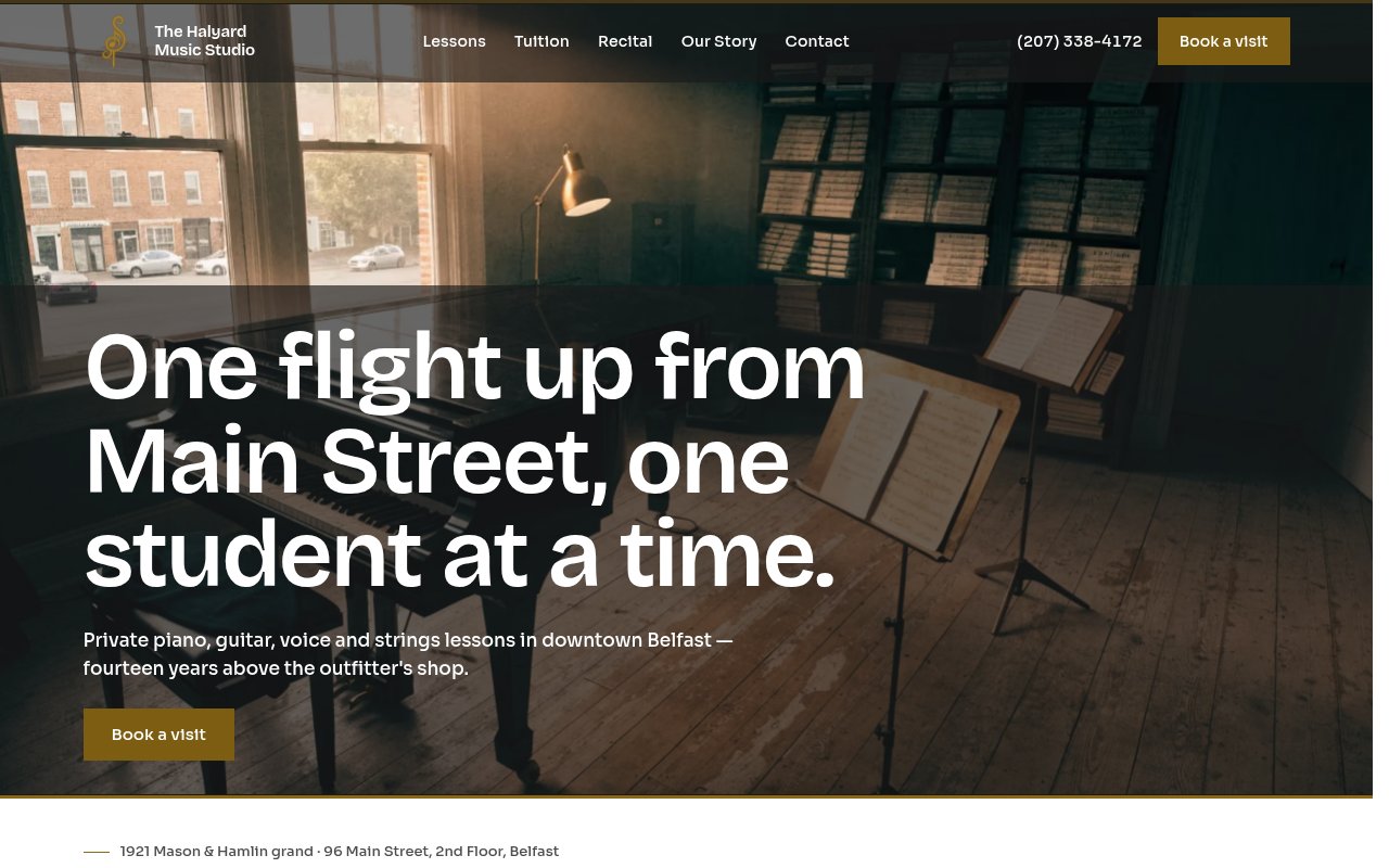 Music Schools website example — The Halyard Music Studio
