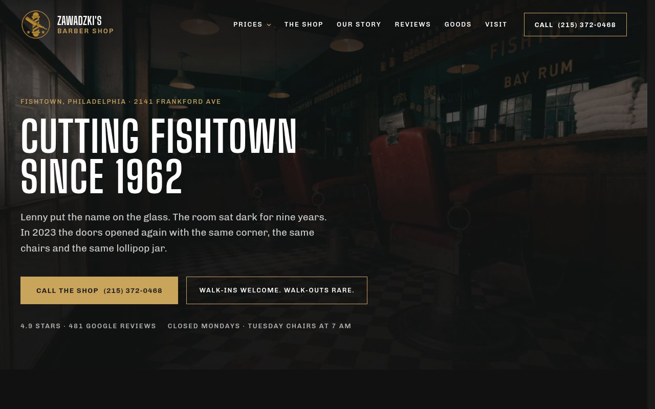 Barber Shops website example — Zawadzki's Barber Shop